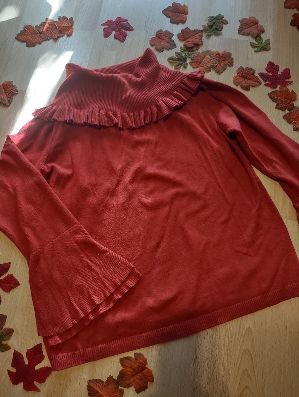 Terracotta Orange Rayon Blend Cowl Turtle Neck  Sweater| Joseph A